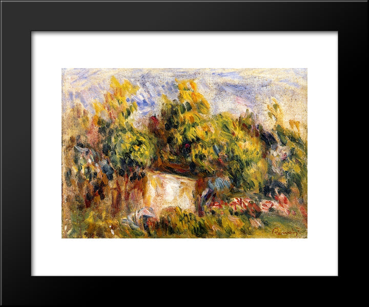 Landscape With Cabin 20x24 Black Modern Wood Framed Art Print Poster by Renoir, Pierre Auguste