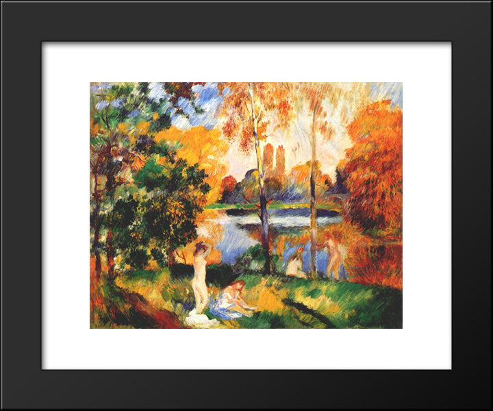 Landscape With Female Bathers 20x24 Black Modern Wood Framed Art Print Poster by Renoir, Pierre Auguste