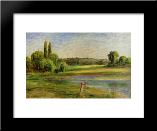 Landscape With Fence 20x24 Black Modern Wood Framed Art Print Poster by Renoir, Pierre Auguste