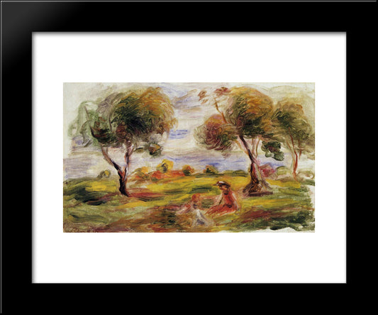 Landscape With Figures At Cagnes 20x24 Black Modern Wood Framed Art Print Poster by Renoir, Pierre Auguste