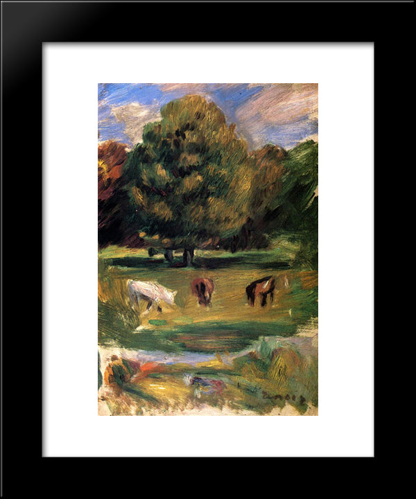 Landscape With Horses 20x24 Black Modern Wood Framed Art Print Poster by Renoir, Pierre Auguste