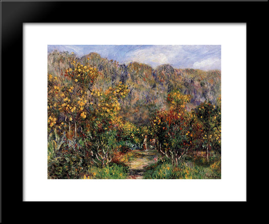 Landscape With Mimosas 20x24 Black Modern Wood Framed Art Print Poster by Renoir, Pierre Auguste