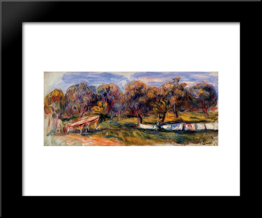 Landscape With Orchard 20x24 Black Modern Wood Framed Art Print Poster by Renoir, Pierre Auguste