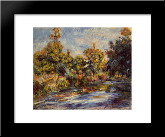Landscape With River 20x24 Black Modern Wood Framed Art Print Poster by Renoir, Pierre Auguste