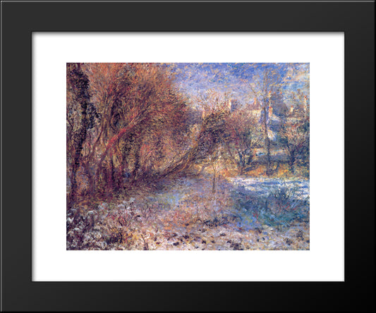 Landscape With Snow 20x24 Black Modern Wood Framed Art Print Poster by Renoir, Pierre Auguste