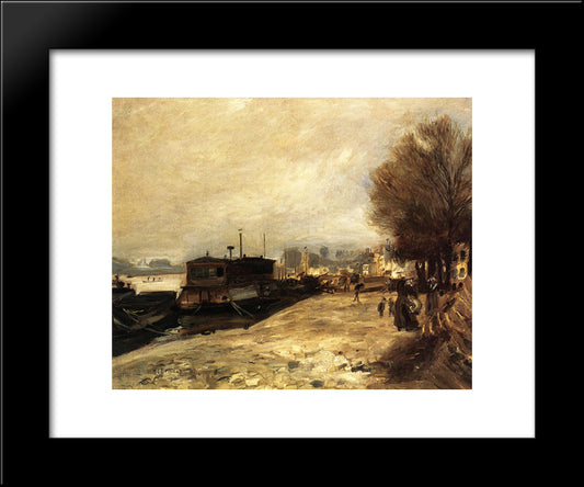 Laundry Boat By The Banks Of The Seine, Near Paris 20x24 Black Modern Wood Framed Art Print Poster by Renoir, Pierre Auguste