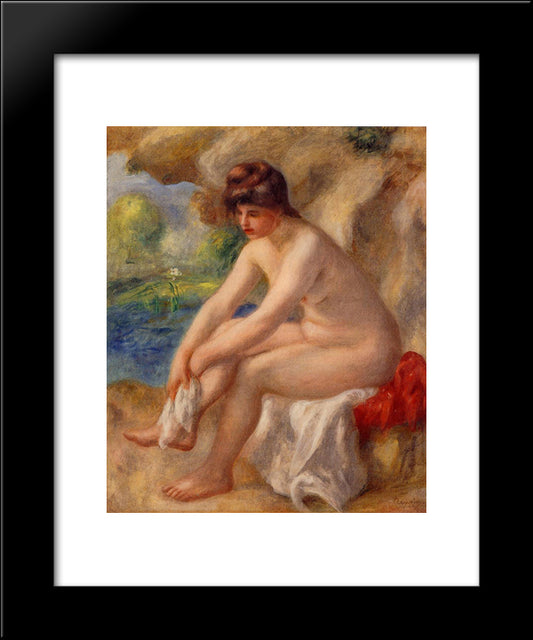 Leaving The Bath 20x24 Black Modern Wood Framed Art Print Poster by Renoir, Pierre Auguste
