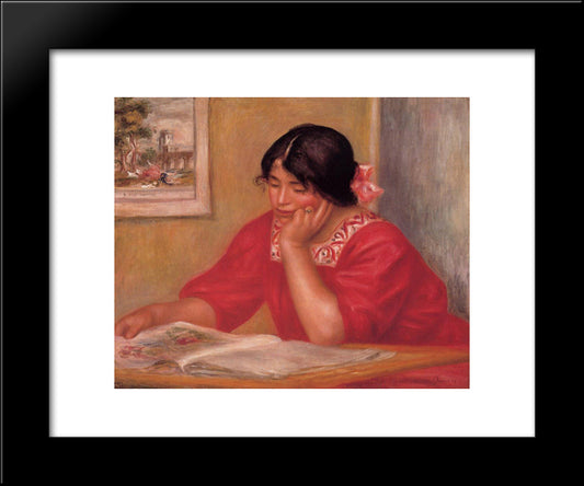 Leontine Reading 20x24 Black Modern Wood Framed Art Print Poster by Renoir, Pierre Auguste
