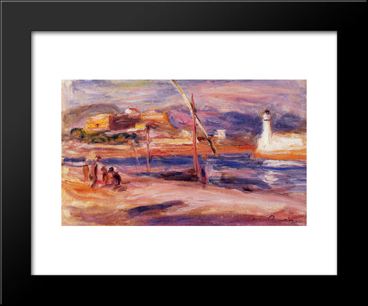 Lighthouse And Fort Carre Antibes 20x24 Black Modern Wood Framed Art Print Poster by Renoir, Pierre Auguste