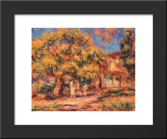 Lime Tree And Farmhouse 20x24 Black Modern Wood Framed Art Print Poster by Renoir, Pierre Auguste