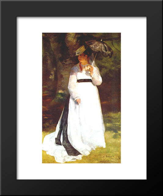 Lise With Umbrella 20x24 Black Modern Wood Framed Art Print Poster by Renoir, Pierre Auguste