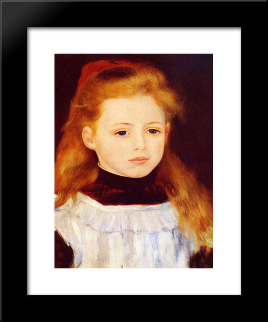 Little Girl In A White Apron (Portrait Of Lucie Berard) 20x24 Black Modern Wood Framed Art Print Poster by Renoir, Pierre Auguste