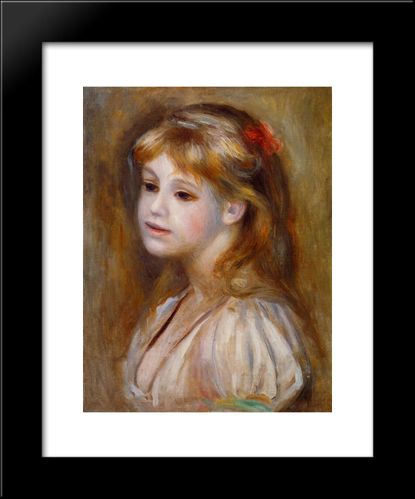 Little Girl With A Red Hair Knot 20x24 Black Modern Wood Framed Art Print Poster by Renoir, Pierre Auguste