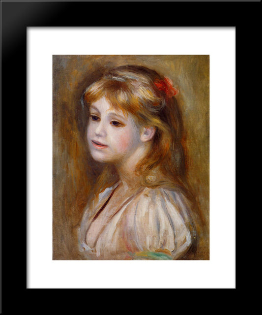 Little Girl With A Red Hair Knot 20x24 Black Modern Wood Framed Art Print Poster by Renoir, Pierre Auguste