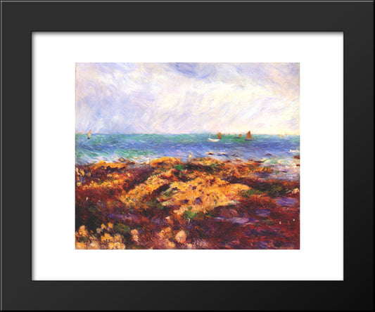 Low Tide At Yport 20x24 Black Modern Wood Framed Art Print Poster by Renoir, Pierre Auguste