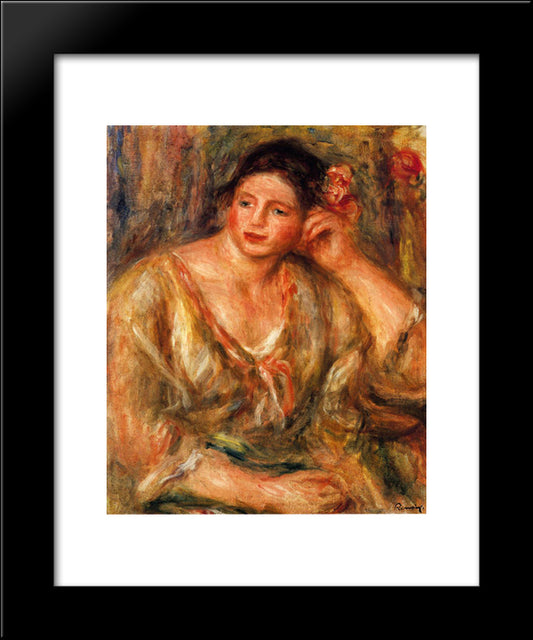 Madeleine Leaning On Her Elbow With Flowers In Her Hair 20x24 Black Modern Wood Framed Art Print Poster by Renoir, Pierre Auguste