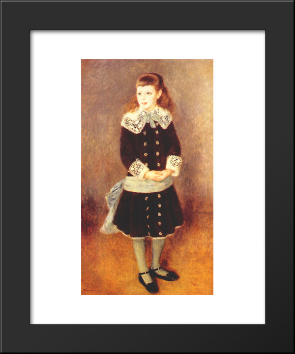 Marthe Berard (Girl Wearing A Blue Sash) 20x24 Black Modern Wood Framed Art Print Poster by Renoir, Pierre Auguste