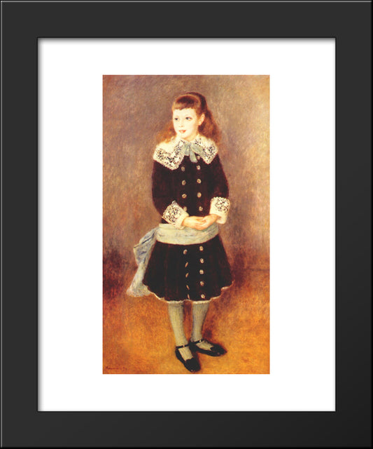Marthe Berard (Girl Wearing A Blue Sash) 20x24 Black Modern Wood Framed Art Print Poster by Renoir, Pierre Auguste