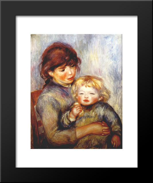 Maternity (Child With A Biscuit) 20x24 Black Modern Wood Framed Art Print Poster by Renoir, Pierre Auguste