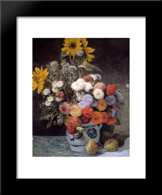 Mixed Flowers In An Earthware Pot 20x24 Black Modern Wood Framed Art Print Poster by Renoir, Pierre Auguste