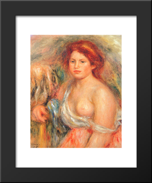 Model With Bare Breast 20x24 Black Modern Wood Framed Art Print Poster by Renoir, Pierre Auguste