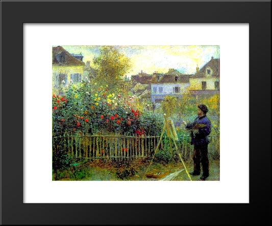 Monet Painting In His Garden At Argenteuil 20x24 Black Modern Wood Framed Art Print Poster by Renoir, Pierre Auguste