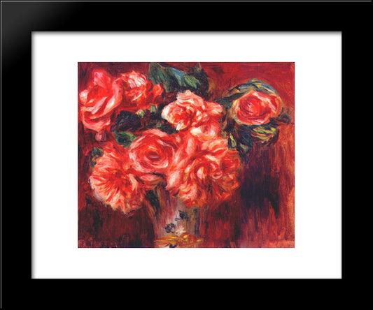 Moss Roses 20x24 Black Modern Wood Framed Art Print Poster by Renoir, Pierre Auguste