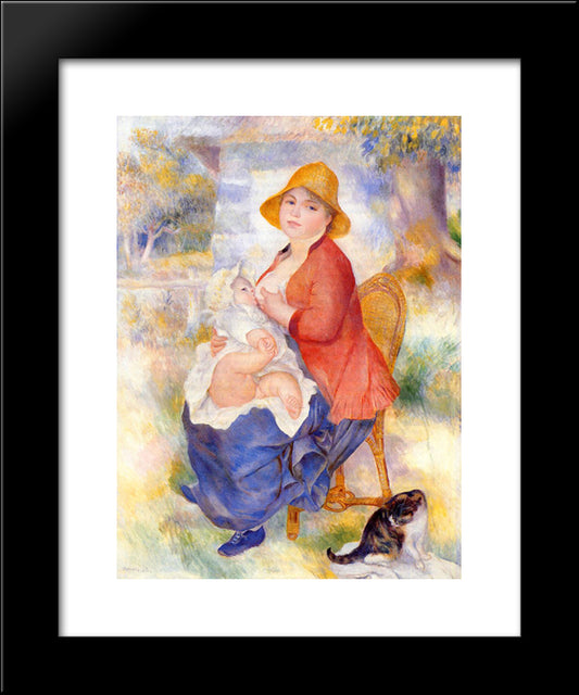Motherhood (Woman Breast Feeding Her Child) 20x24 Black Modern Wood Framed Art Print Poster by Renoir, Pierre Auguste