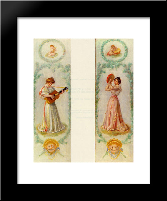 Music (Two Paintings) 20x24 Black Modern Wood Framed Art Print Poster by Renoir, Pierre Auguste