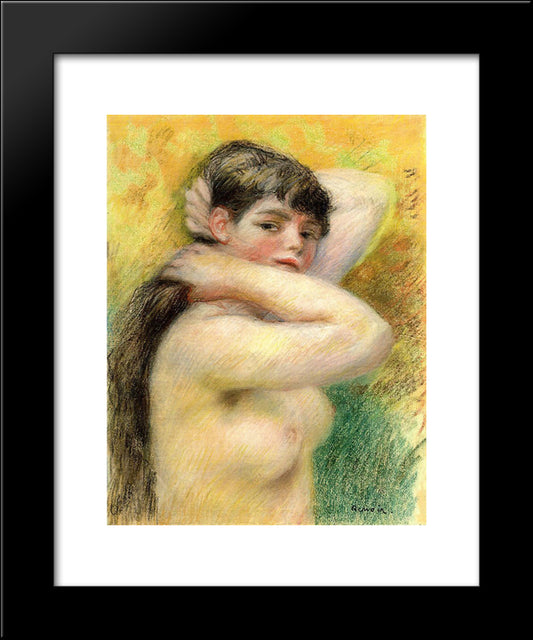 Nude Arranging Her Hair 20x24 Black Modern Wood Framed Art Print Poster by Renoir, Pierre Auguste