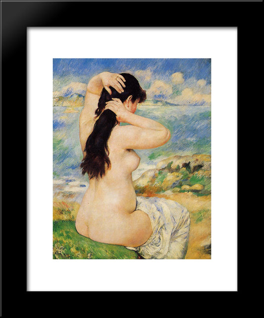 Nude Fixing Her Hair 20x24 Black Modern Wood Framed Art Print Poster by Renoir, Pierre Auguste