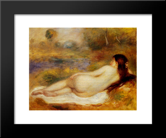 Nude Reclining On The Grass 20x24 Black Modern Wood Framed Art Print Poster by Renoir, Pierre Auguste