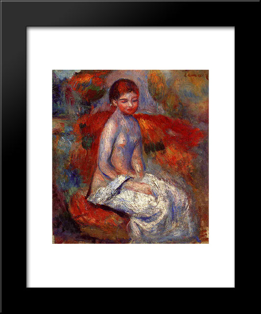 Nude Seated In A Landscape 20x24 Black Modern Wood Framed Art Print Poster by Renoir, Pierre Auguste