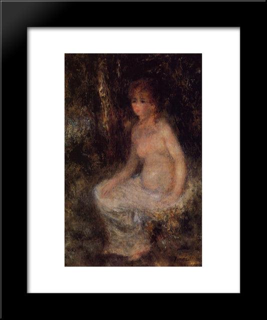 Nude Sitting In The Forest 20x24 Black Modern Wood Framed Art Print Poster by Renoir, Pierre Auguste
