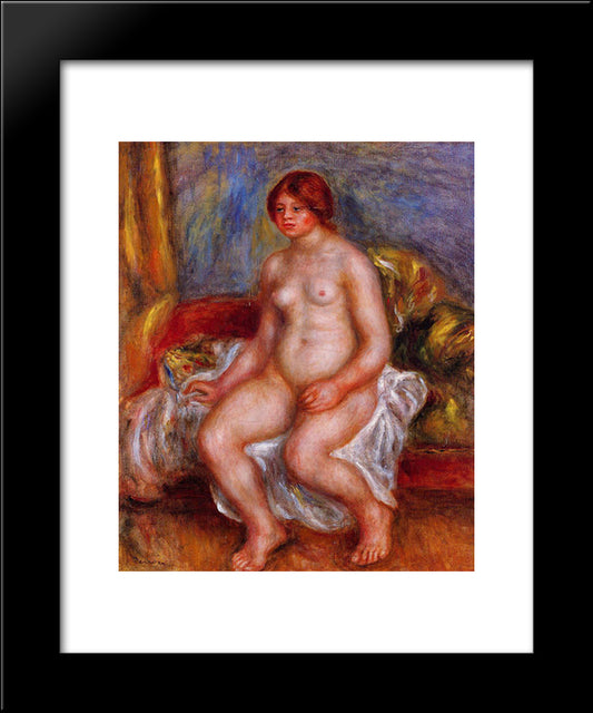Nude Woman On Green Cushions 20x24 Black Modern Wood Framed Art Print Poster by Renoir, Pierre Auguste