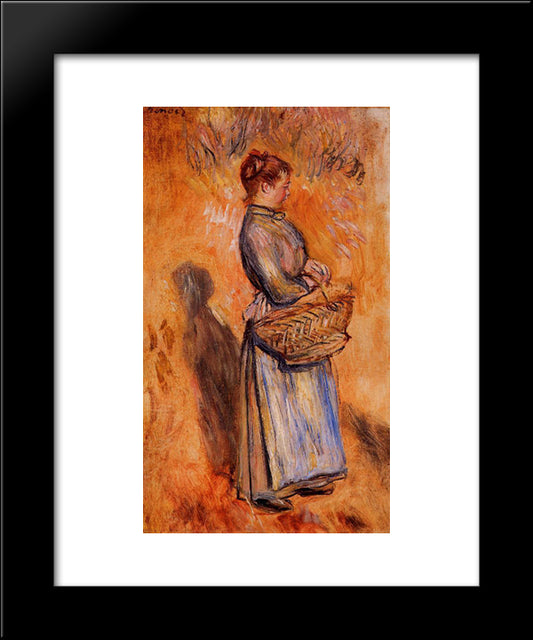 Peasant Woman Standing In A Landscape 20x24 Black Modern Wood Framed Art Print Poster by Renoir, Pierre Auguste
