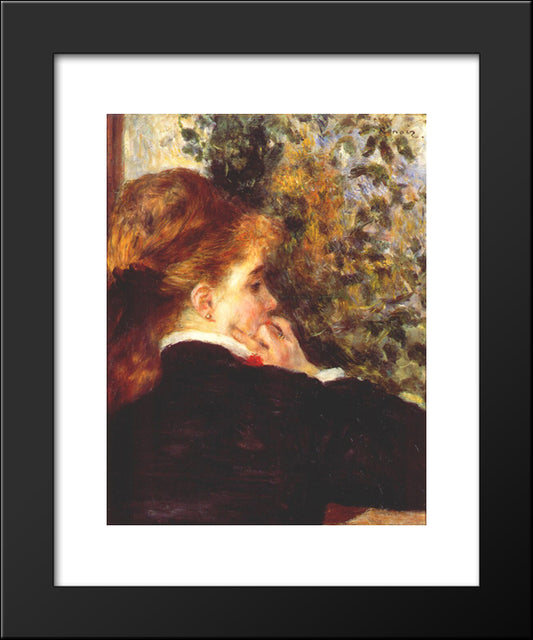 Pensive 20x24 Black Modern Wood Framed Art Print Poster by Renoir, Pierre Auguste