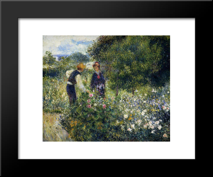 Picking Flowers 20x24 Black Modern Wood Framed Art Print Poster by Renoir, Pierre Auguste