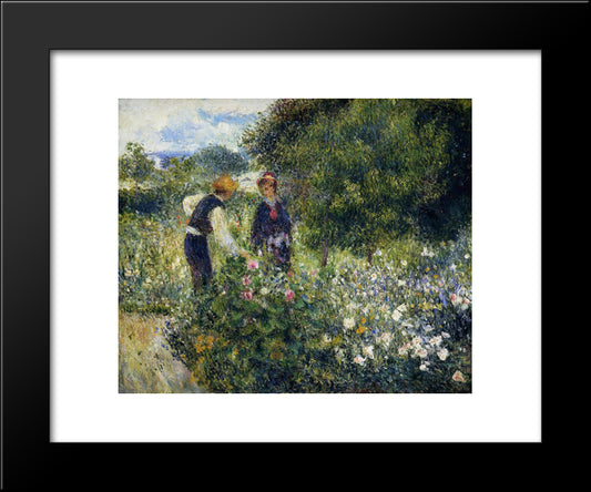 Picking Flowers 20x24 Black Modern Wood Framed Art Print Poster by Renoir, Pierre Auguste