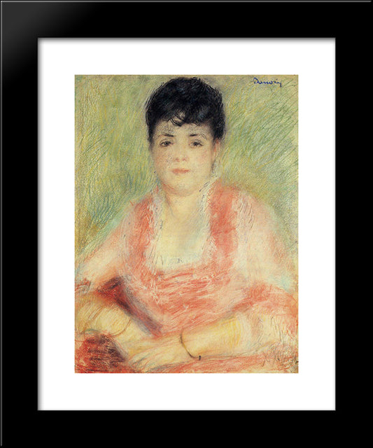 Portrait In A Pink Dress 20x24 Black Modern Wood Framed Art Print Poster by Renoir, Pierre Auguste