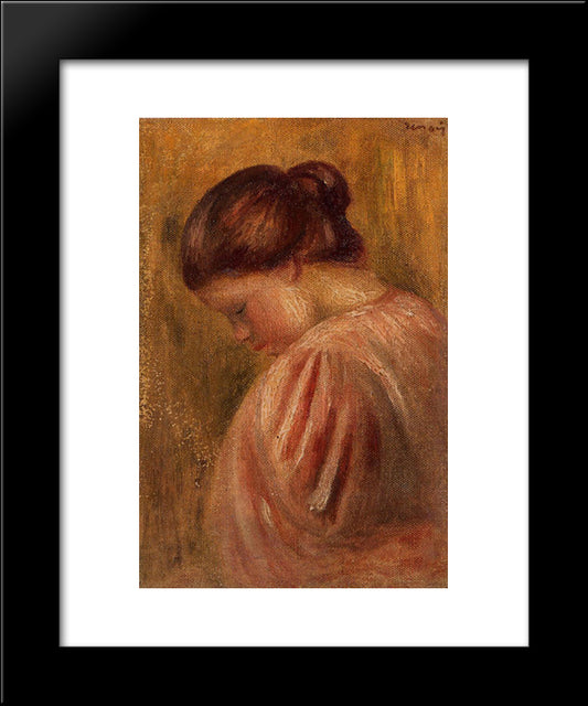 Portrait Of A Girl In Red 20x24 Black Modern Wood Framed Art Print Poster by Renoir, Pierre Auguste