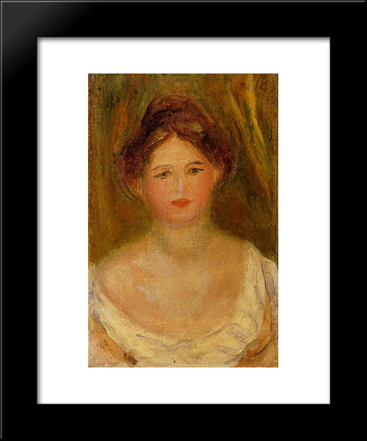 Portrait Of A Woman With Hair Bun 20x24 Black Modern Wood Framed Art Print Poster by Renoir, Pierre Auguste