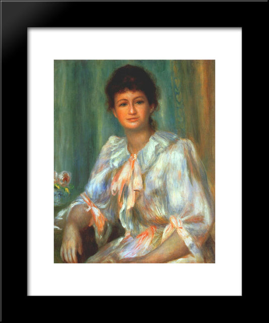 Portrait Of A Young Woman In White 20x24 Black Modern Wood Framed Art Print Poster by Renoir, Pierre Auguste