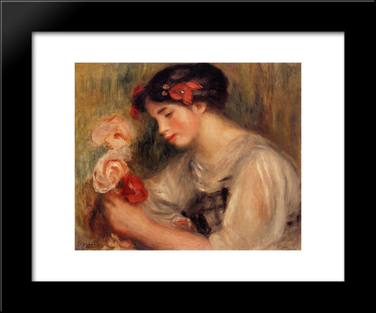Portrait Of Gabrielle (Young Girl With Flowers) 20x24 Black Modern Wood Framed Art Print Poster by Renoir, Pierre Auguste