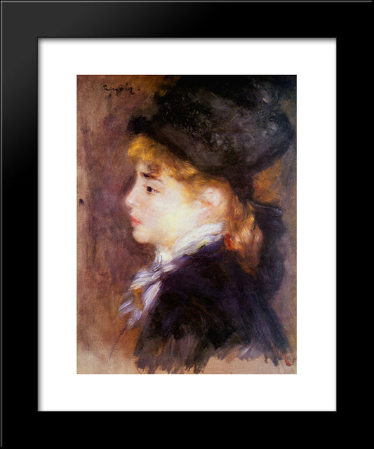 Portrait Of Margot (Portrait Of A Model) 20x24 Black Modern Wood Framed Art Print Poster by Renoir, Pierre Auguste