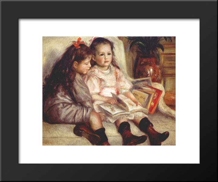 Portraits Of Two Children 20x24 Black Modern Wood Framed Art Print Poster by Renoir, Pierre Auguste