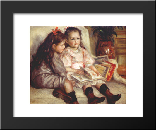 Portraits Of Two Children 20x24 Black Modern Wood Framed Art Print Poster by Renoir, Pierre Auguste