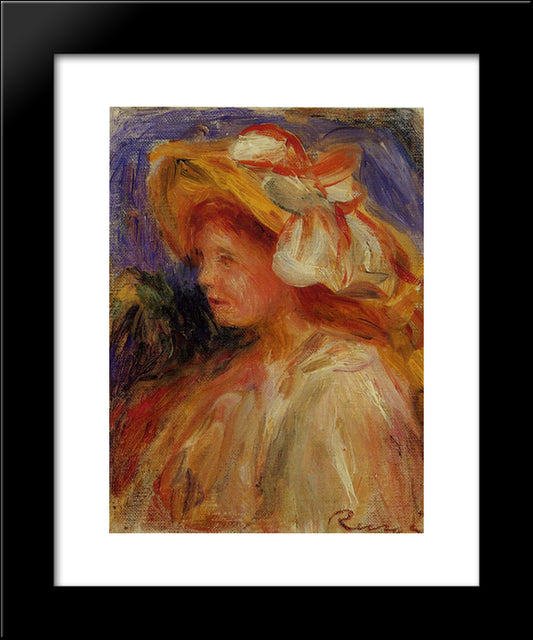 Profile Of A Young Woman In A Hat 20x24 Black Modern Wood Framed Art Print Poster by Renoir, Pierre Auguste