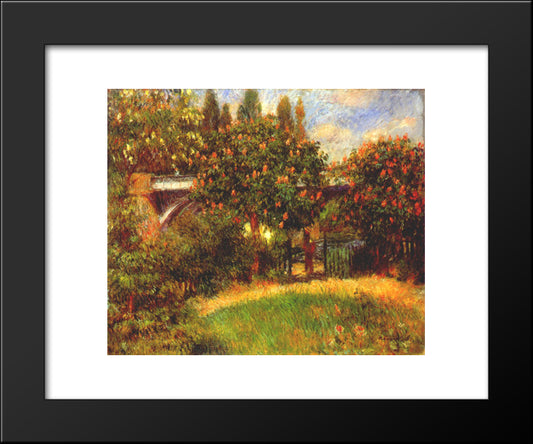 Railway Bridge At Chatou 20x24 Black Modern Wood Framed Art Print Poster by Renoir, Pierre Auguste