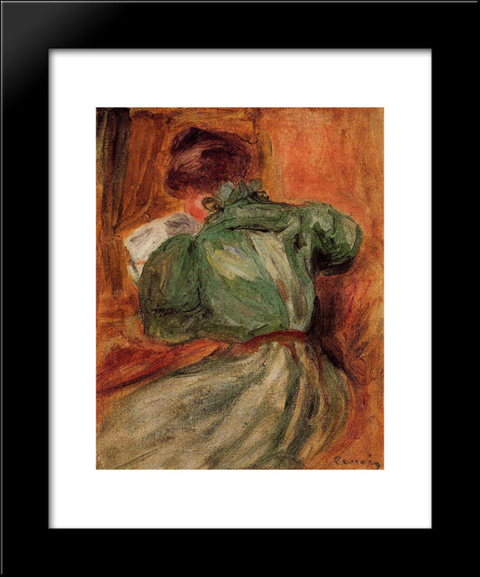 Reader In Green 20x24 Black Modern Wood Framed Art Print Poster by Renoir, Pierre Auguste